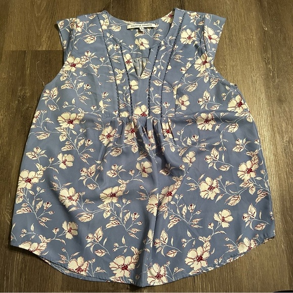 Collective Concepts Flowy Floral Blue Women's Blouse, Romantic Cottage core Top - Picture 2 of 8